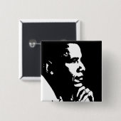 Barack Obama Schwarz-Weiß-Profil Button (Vorne & Hinten)
