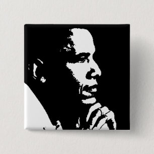 Barack Obama Schwarz-Weiß-Profil Button
