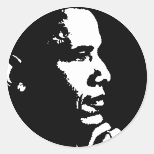 Barack Obama Schwarz-Weiß-Profil Runder Aufkleber (Vorderseite)