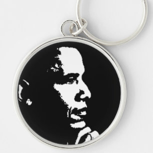 Barack Obama Schwarz-Weiß-Profil Schlüsselanhänger