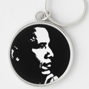 Barack Obama Schwarz-Weiß-Profil Schlüsselanhänger