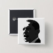 Barack Obama Schwarzes auf weißes Quadrat-Knopf Button (Vorne & Hinten)