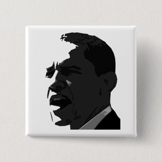 Barack Obama Schwarzes auf weißes Quadrat-Knopf Button (Vorderseite)