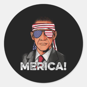 Barack Obama Shirt American Flag Sungles Usa 4th O Runder Aufkleber