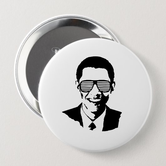 BARACK OBAMA SUNGLASSES STRIPES -.pnng Button (Vorne & Hinten)