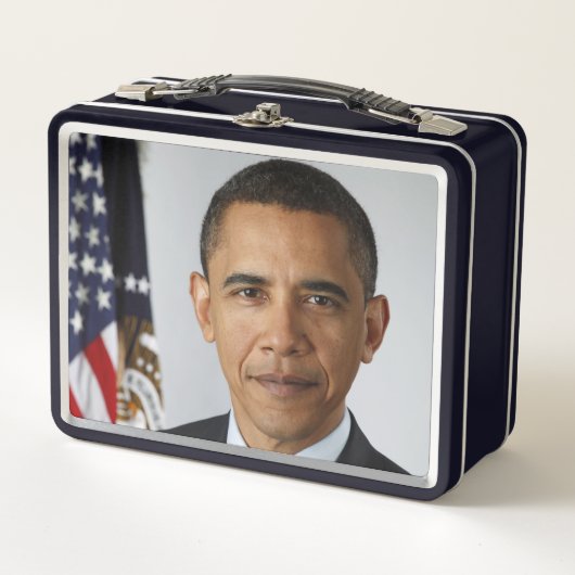 Barack Obama US-Präsident Weißes Haus Portrait Metall Brotdose (Vorderseite)
