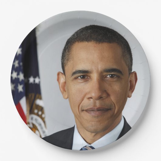 Barack Obama US-Präsident Weißes Haus Portrait Pappteller (Vorderseite)