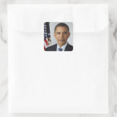 Barack Obama US-Präsident Weißes Haus Portrait Quadratischer Aufkleber (Tasche)