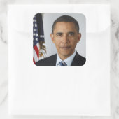 Barack Obama US-Präsident Weißes Haus Portrait Quadratischer Aufkleber (Tasche)