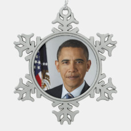 Barack Obama US-Präsident Weißes Haus Portrait Schneeflocken Zinn-Ornament