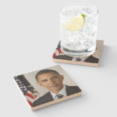 Barack Obama US-Präsident Weißes Haus Portrait Steinuntersetzer (Seitenansicht)