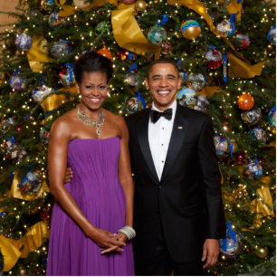 Barack Obama US-Präsident White House Weihnachten Fotoskulptur Magnet