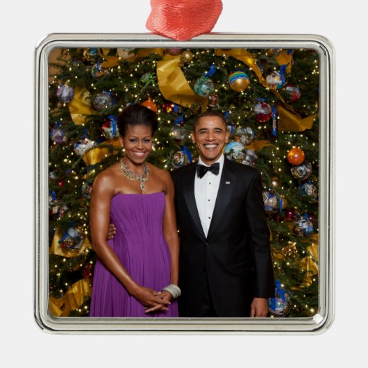 Barack Obama US-Präsident White House Weihnachten Ornament Aus Metall (Vorne)