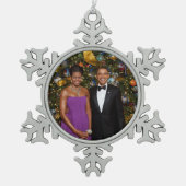 Barack Obama US-Präsident White House Weihnachten Schneeflocken Zinn-Ornament (Vorderseite)