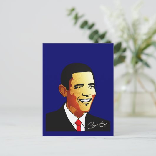 Barack Obama Vector Illustration Postkarte (Stehend Vorderseite)