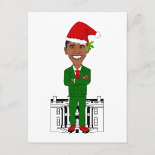 barack obama weihnachtsmann feiertag postkarte