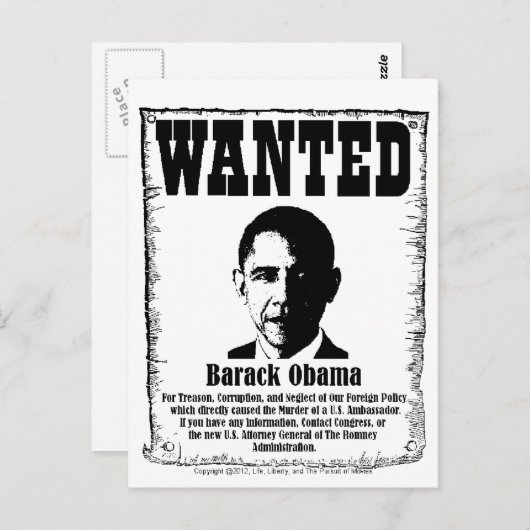 Barack Obama Wollte Poster Postkarte (Vorne/Hinten)