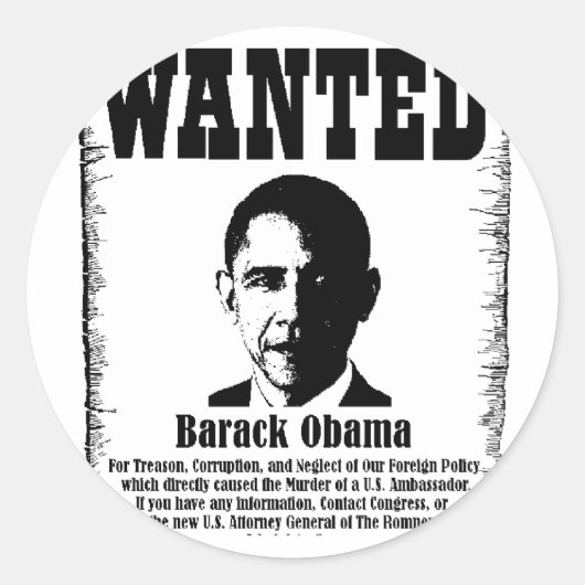 Barack Obama Wollte Poster Runder Aufkleber (Vorderseite)