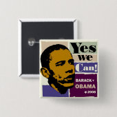 Barack Obama "Yes We Can!"-Knopf Button (Vorne & Hinten)