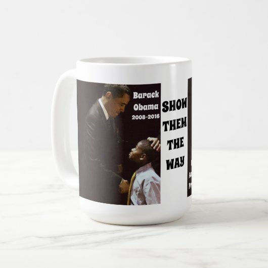 BARACK OBAMA ZEIGT UNSERE KINDER-Tasse Kaffeetasse (Vorderseite Links)