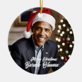Barack Obama zu Weihnachten in der Weihnachtsmannm Keramik Ornament (Vorne)