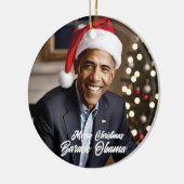 Barack Obama zu Weihnachten in der Weihnachtsmannm Keramik Ornament (Links)