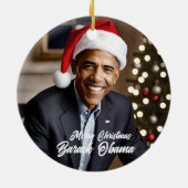 Barack Obama zu Weihnachten in der Weihnachtsmannm Keramik Ornament (Hinten)