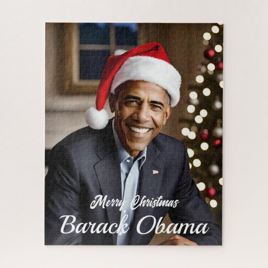 Barack Obama zu Weihnachten in der Weihnachtsmannm Puzzle (Vertikal)