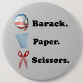Barack. Papier. Schere Button (Vorderseite)