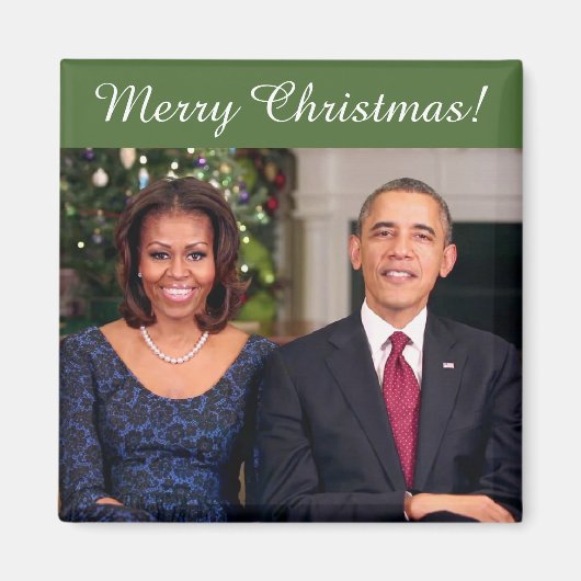 Barack und Michelle 2013WA - Weihnachtsmagnet Magnet (Vorne)