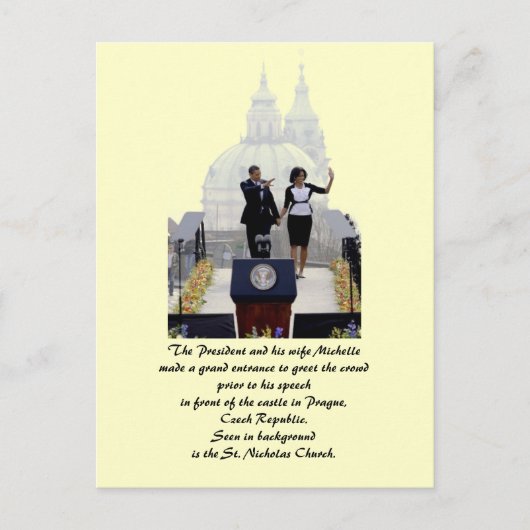 Barack und Michelle in Prag Postkarte (Vorderseite)