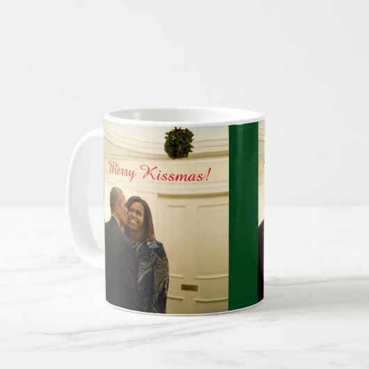 Barack und Michelle Merry Kissmas - Tasse (Vorderseite Links)