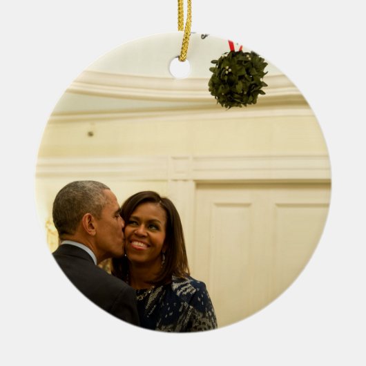 Barack und Michelle Mistletoe - Rd Ornament (Vorne)