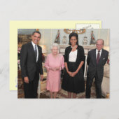 Barack und Michelle mit Königin Elizabeth Postkarte (Vorne/Hinten)