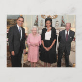 Barack und Michelle mit Königin Elizabeth Postkarte (Vorderseite)