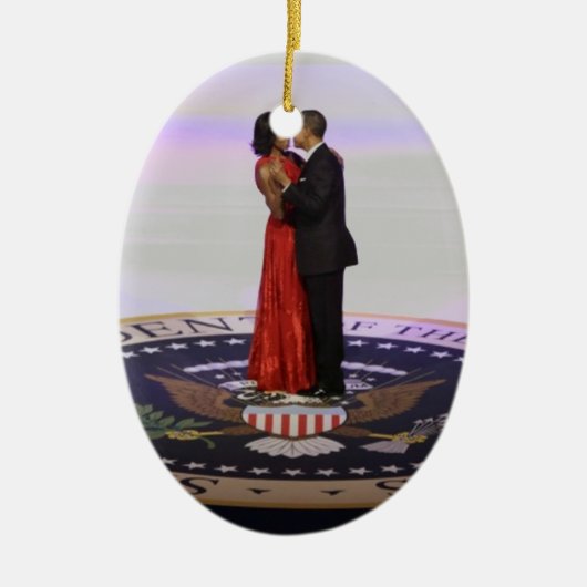 Barack und Michelle Obama Keramik Ornament (Vorne)
