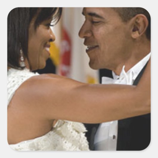 Barack und Michelle Obama Quadratischer Aufkleber (Vorderseite)