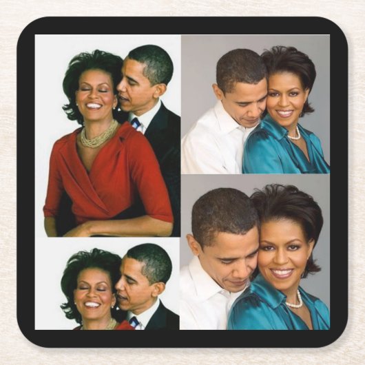 BARACK UND MICHELLE OBAMA RECHTECKIGER PAPPUNTERSETZER (Vorderseite)