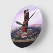 Barack und Michelle Obama Runde Wanduhr (Winkel)