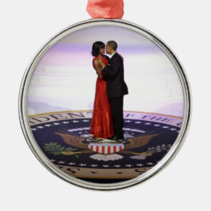Barack und Michelle Obama Silbernes Ornament