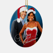 Barack und Michelle Santa Christmas Keramik Ornament (Rechts)