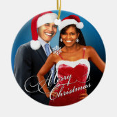 Barack und Michelle Santa Christmas Keramik Ornament (Vorne)