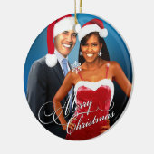 Barack und Michelle Santa Christmas Keramik Ornament (Links)
