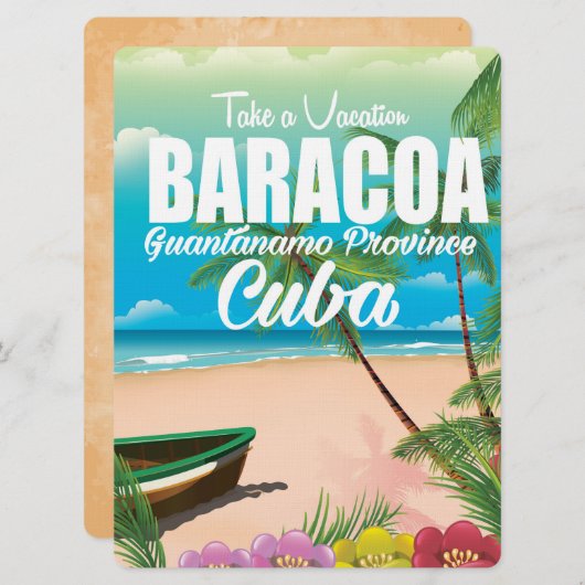 Baracoa Guantánamo Prov Kuba Strandurlaub Poster Einladung (Vorne/Hinten)