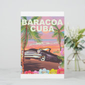 Baracoa Kuba Auto Reiseplakat Briefpapier (Stehend Vorderseite)