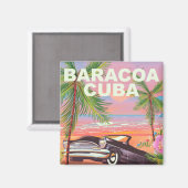 Baracoa Kuba Auto Reiseplakat Magnet (Vorderseite/Rückseite)
