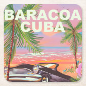 Baracoa Kuba Auto Reiseplakat Rechteckiger Pappuntersetzer (Vorderseite)