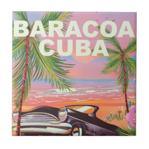 Baracoa Kuba Auto-Reiseposter Fliese