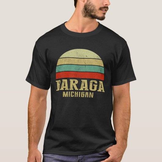 BARAGA MICHIGAN Vintag Retro Sunset T-Shirt (Vorderseite)