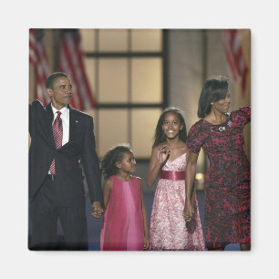 Barak Obama Familie winkt am letzten Abend Magnet